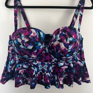 Torrid Swim Geo Print Peplum Bikini TOP ONLY - Size 3